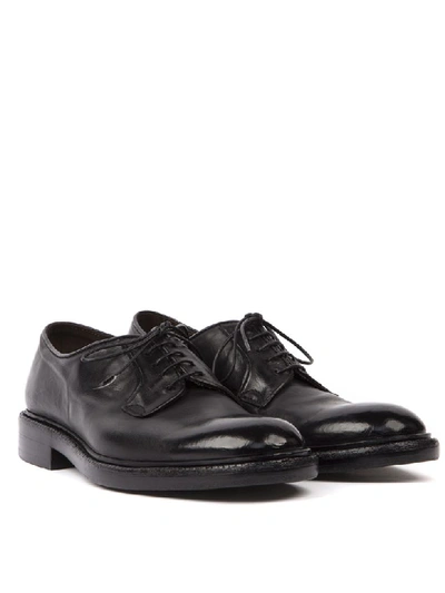 Green George Black Smooth Leather Lace-up Shoes In Black
