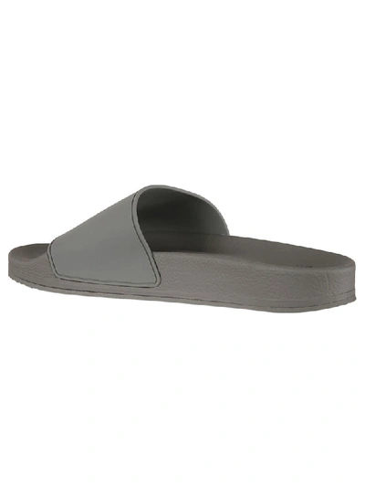 Shop Brunello Cucinelli Striped Sliders In Grey/beige