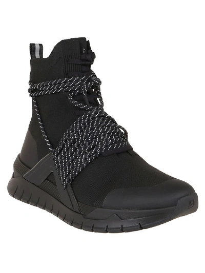 Shop Balmain Sneaker B Troop Multilace-knit In Pa Noir