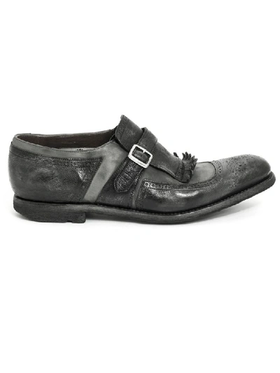 Shop Church's Shanghai Black Calf Leather Monk Strap In Grigio+nero