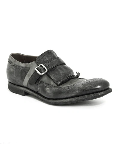 Shop Church's Shanghai Black Calf Leather Monk Strap In Grigio+nero