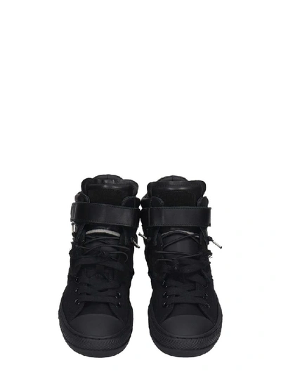 Shop Maison Margiela Evolution Sneakers In Black Leather And Fabric