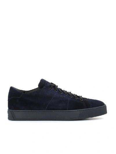 Shop Santoni Low Sneaker In Dark Blue