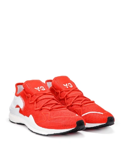 Shop Y-3 Adizero Runner Red Mesh Fabric Sneaker In Rosso