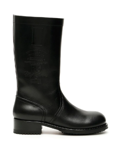 Shop Raf Simons Leather Boots In Black (black)