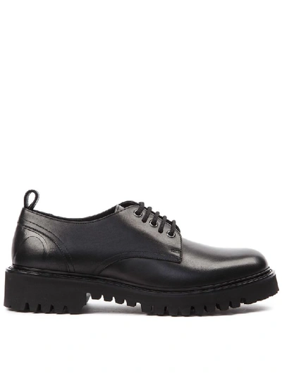 Shop Valentino Black Derby Laced Leather Shoes