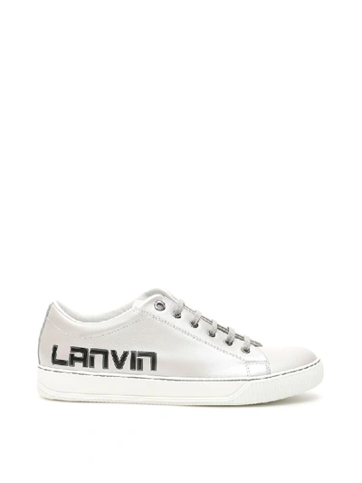 Shop Lanvin Logo Sneakers In Metallic Grey (silver)
