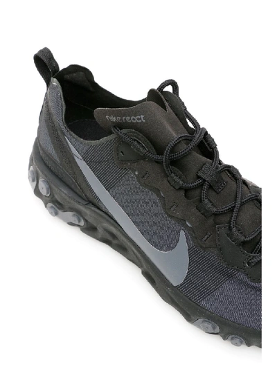 Shop Nike React Element 55 Sneakers In Black Dark Grey (black)