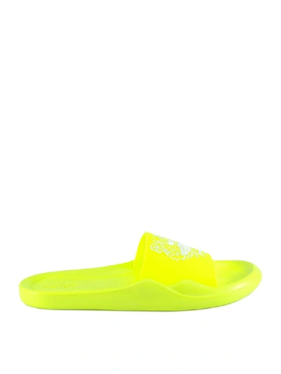Shop Kenzo Pool Neon Tiger Sandals In Green