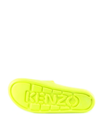 Shop Kenzo Pool Neon Tiger Sandals In Green