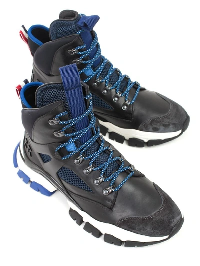 Shop Moncler Tristan Sneakers In Black Blue