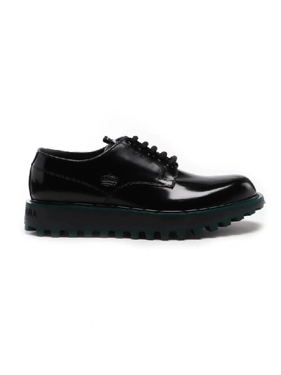 Shop Dolce & Gabbana Naxos Derby Shoes In Nero/petrolio