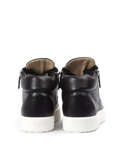 Shop Giuseppe Zanotti Black Leather Justy Sneakers