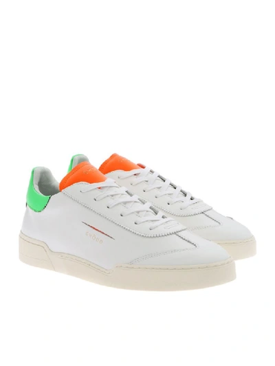 Shop Ghoud Contrast Inserts Leather Sneakers In Bianco Arancio Verde