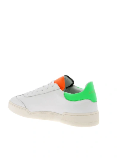 Shop Ghoud Contrast Inserts Leather Sneakers In Bianco Arancio Verde
