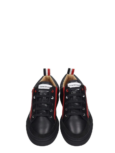 Shop Thom Browne Sneakers In Black Suede And Leather