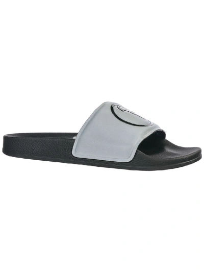 Shop Versace Logo Slides In Grigio