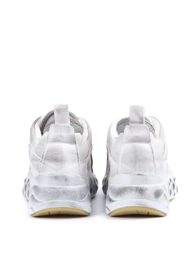 Shop Acne Studios Tumbled White Technical Fabric Sneakers