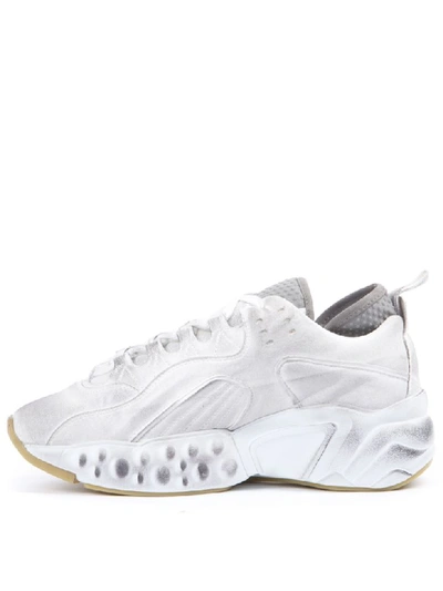 Shop Acne Studios Tumbled White Technical Fabric Sneakers