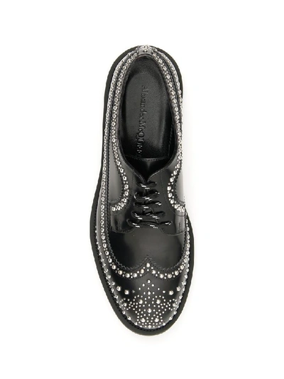 Shop Alexander Mcqueen Studded Derby Lace-ups In Black Gunmetal (black)