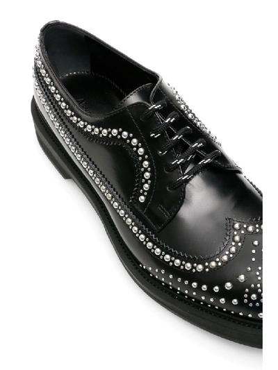 Shop Alexander Mcqueen Studded Derby Lace-ups In Black Gunmetal (black)