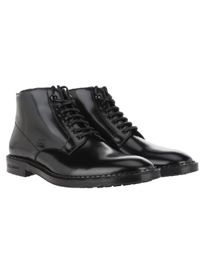 Shop Dolce & Gabbana Marsala Laced Ankle Boots In Black