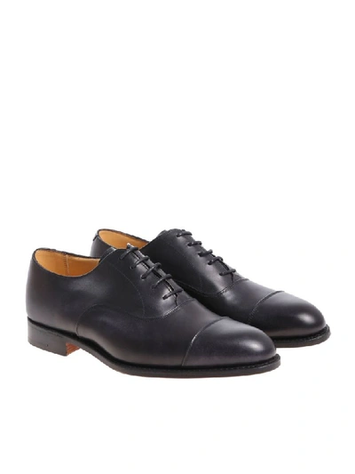Shop Tricker's Oxford Leather In Black