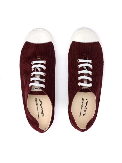 Shop Comme Des Garçons Shirt Comme Des Garçons Sneaker In Burgundy Velvet With Tip In Rosso