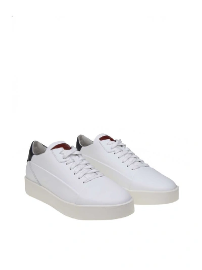Shop Santoni Sneakers In White Color Leather In White/orange