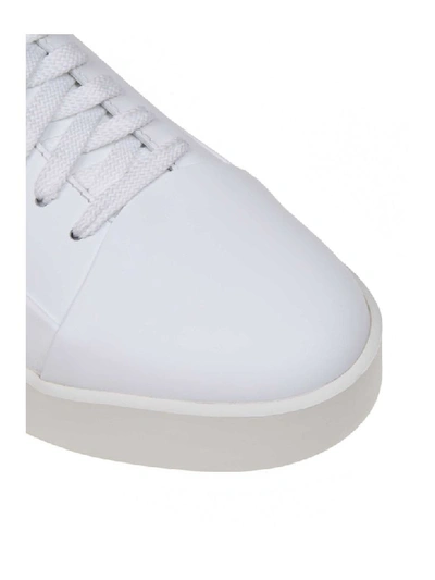 Shop Santoni Sneakers In White Color Leather In White/orange