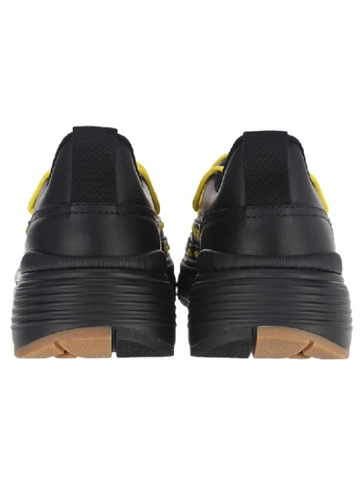 Shop Bottega Veneta Lace-up Speedster Trainers In Storm Cuir In Black + Yellow
