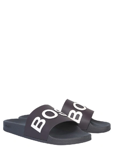 Shop Hugo Boss Slide Bay Sandal In Blu