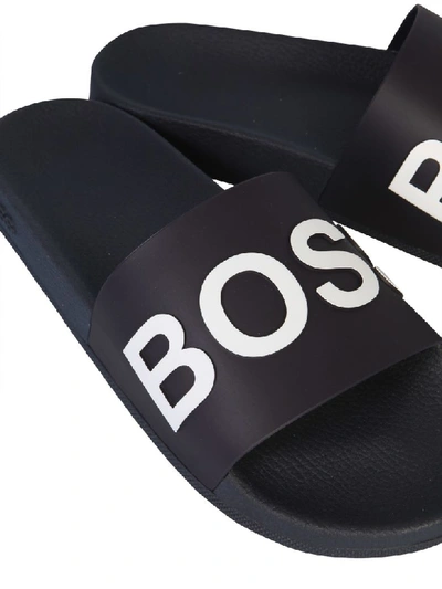 Shop Hugo Boss Slide Bay Sandal In Blu
