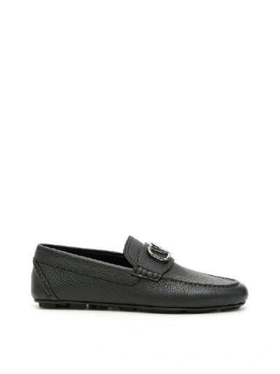 Shop Valentino Vlogo Moccasins In Nero/ruthenium