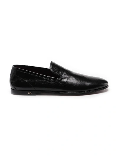 Shop Dolce & Gabbana Acapulco Leather Slippers In Nero
