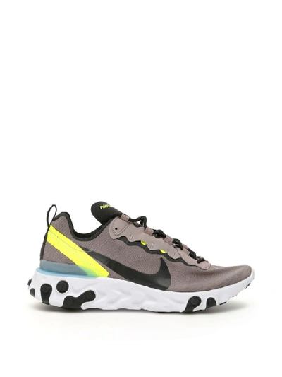 Shop Nike React Element 55 Sneakers In Pumice Black White Blue Chill (brown)