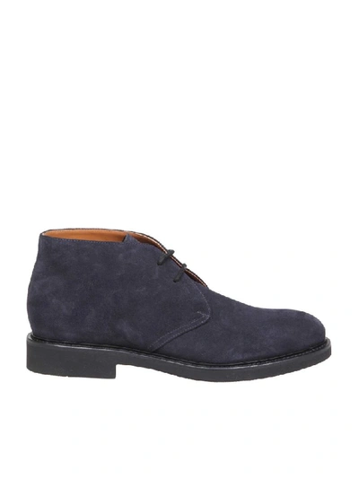 Shop Doucal's Suede Ankle Boot In Blue