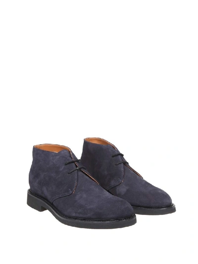 Shop Doucal's Suede Ankle Boot In Blue