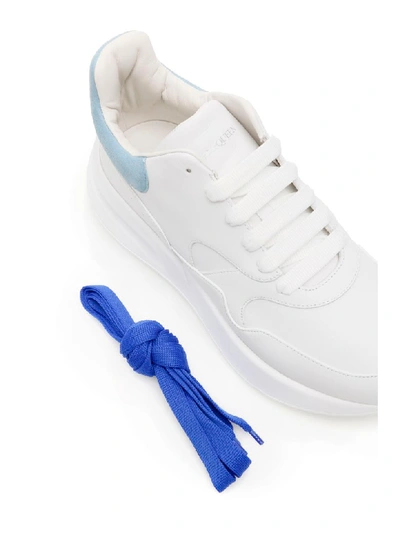 Shop Alexander Mcqueen Oversize Running Sneakers In Opt Whi Ballroom Blu (white)