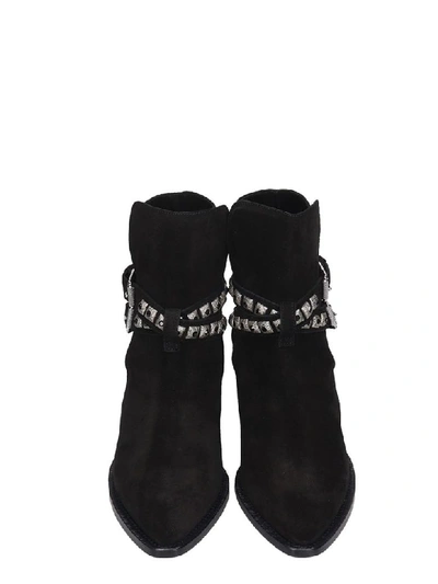 Shop Amiri Jodphur Conch High Heels Ankle Boots In Black Suede