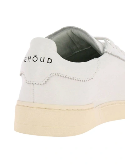 Shop Ghoud Sneakers Globo  Leather Sneakers With Rubber Sole And Logo In White