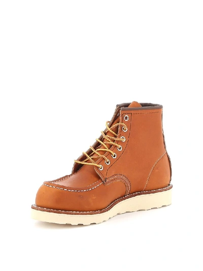Shop Red Wing Boot Leather Classic Moc Toe Oro Legacy In Brown