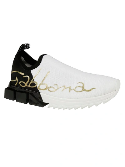 Shop Dolce & Gabbana Logo Slip-on Sneakers In Bianco