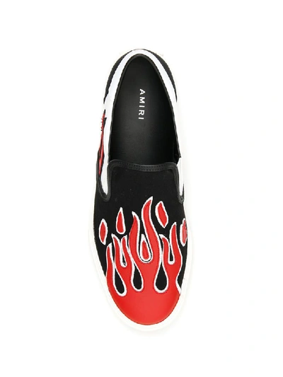 Shop Amiri Flame Slip-on Sneakers In Black White Red (black)