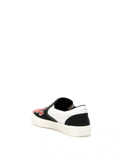 Shop Amiri Flame Slip-on Sneakers In Black White Red (black)