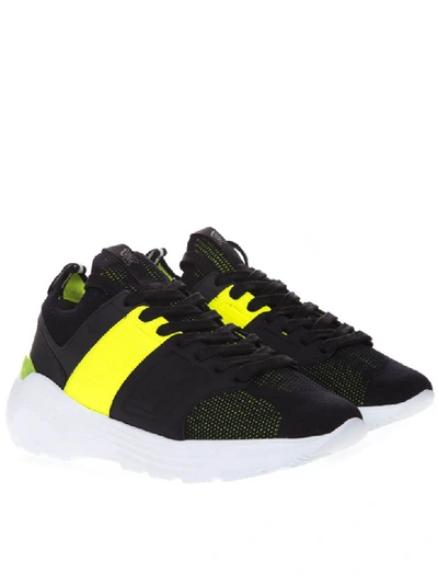 Shop Hogan Black & Yellow Mesh Sneakers