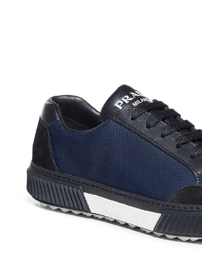 Shop Prada Stratus Sneakers In Nero Oltremare