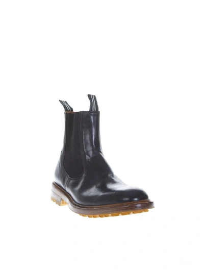 Green George Black Shiny Leather Ankle Boots In Black