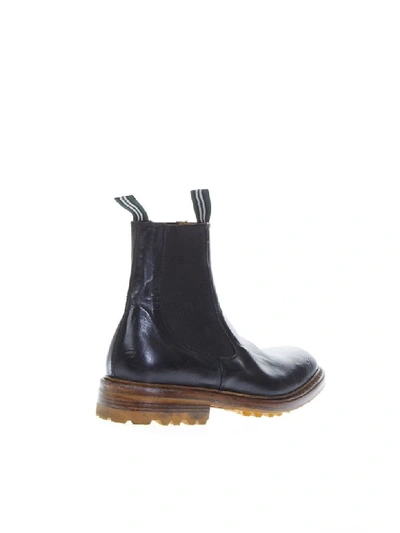 Green George Black Shiny Leather Ankle Boots In Black