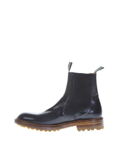 Green George Black Shiny Leather Ankle Boots In Black